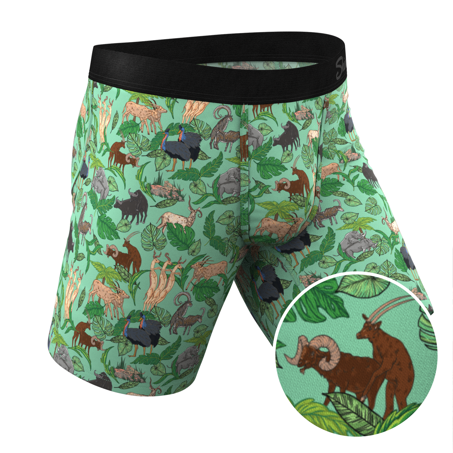 The Hornography | Tropical Animals Long Leg Ball Hammock® Pouch Underwear With Fly