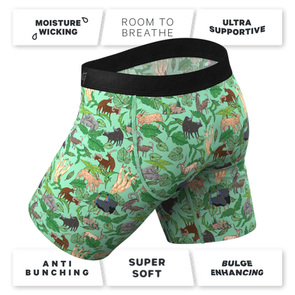 The Hornography | Tropical Animals Long Leg Ball Hammock® Pouch Underwear With Fly