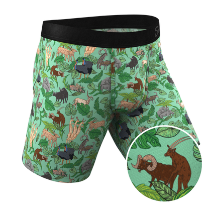 The Hornography | Tropical Animals Long Leg Ball Hammock® Pouch Underwear With Fly