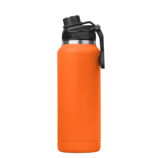 HYDRA™ 34OZ Water Bottle with Powder Coat Finish & Silicone Grip Whale Tale Handle