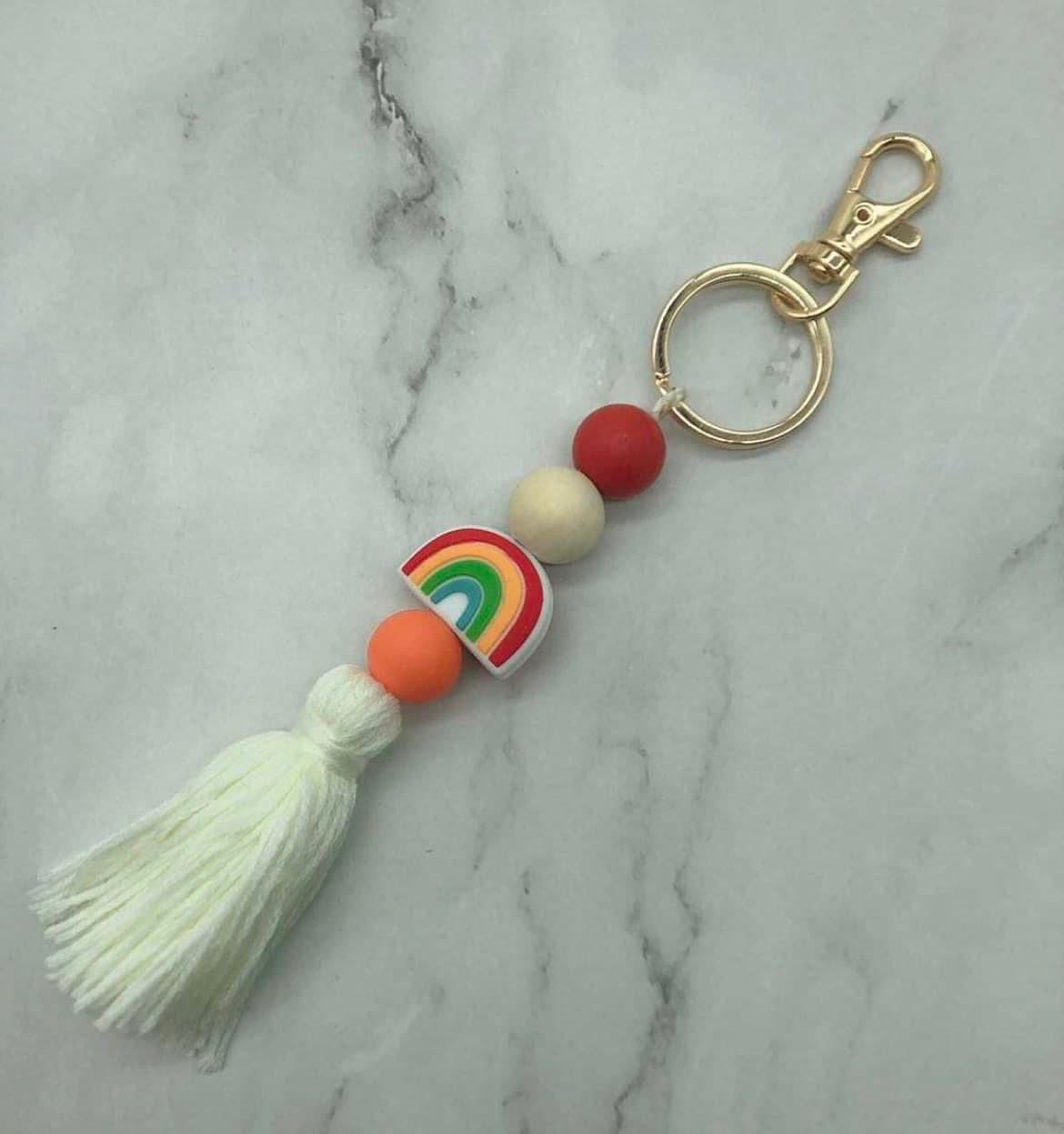 Rainbow Tassel Keychain