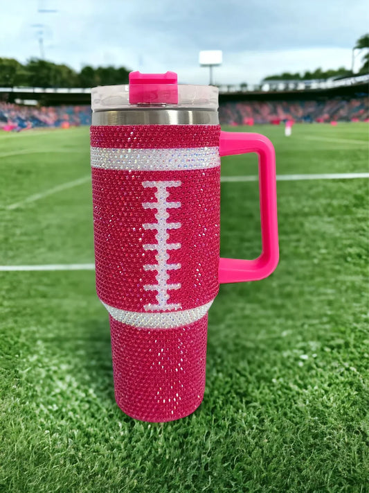 Bling Football Tumbler - 40oz Quencher