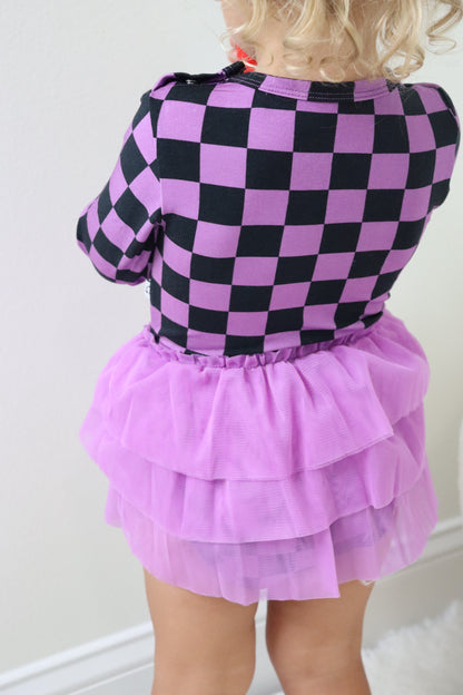 SPOOKY CHECKERS DREAM TUTU BODYSUIT DRESS