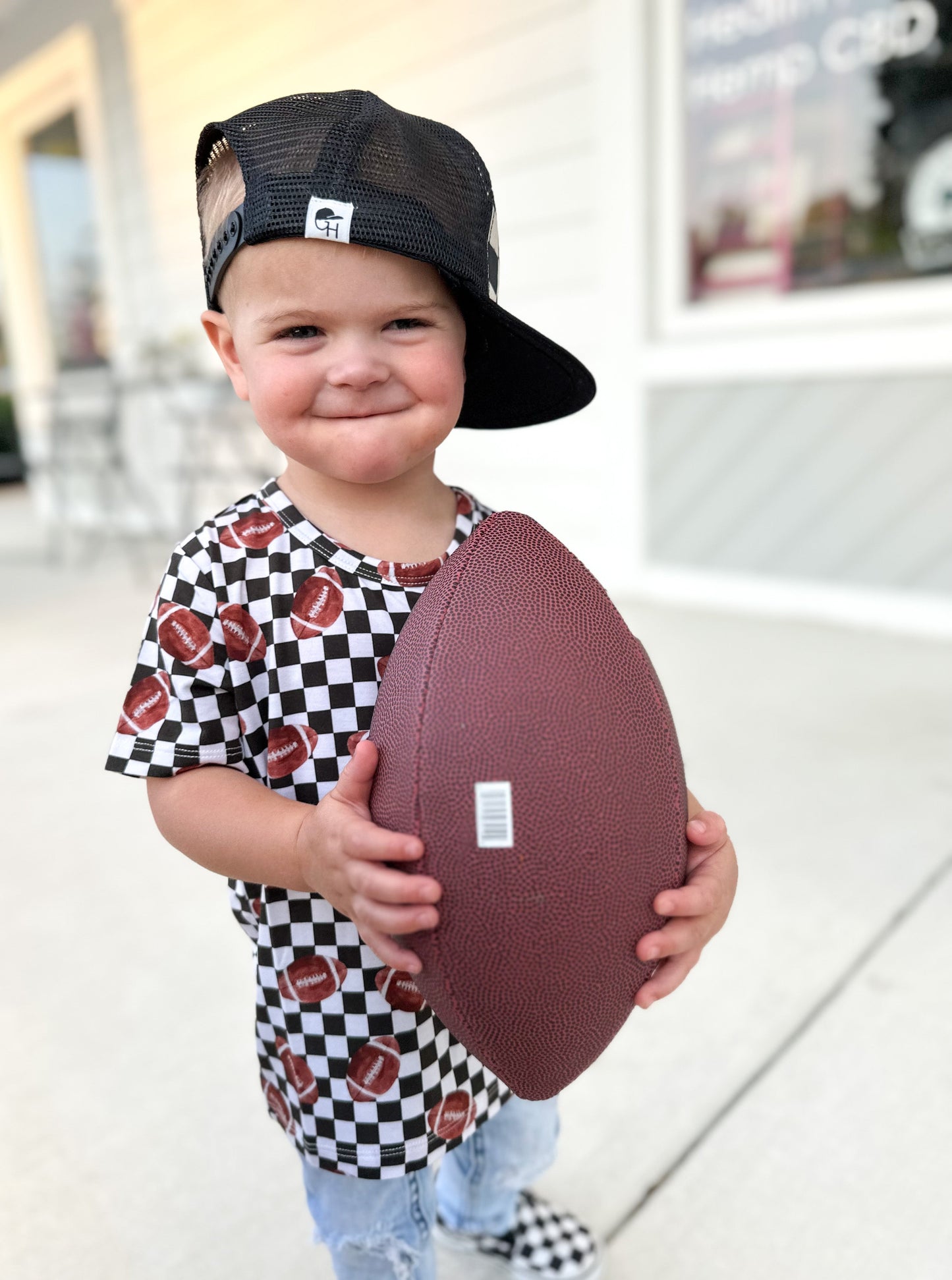 CHECKERED FOOTBALL DREAM POCKET TEE