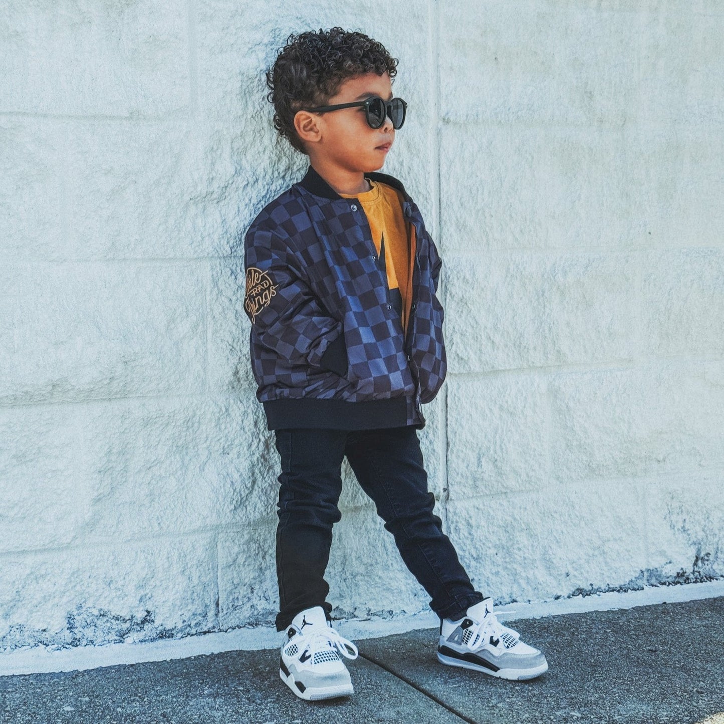 KIDS WATERPROOF LETTERMAN JACKET - CHECKERS