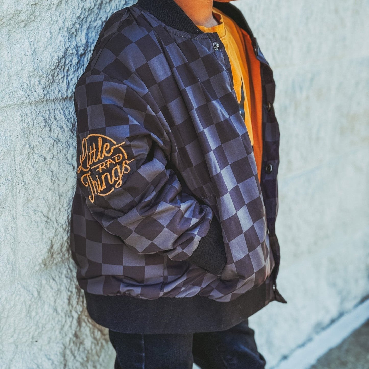 KIDS WATERPROOF LETTERMAN JACKET - CHECKERS