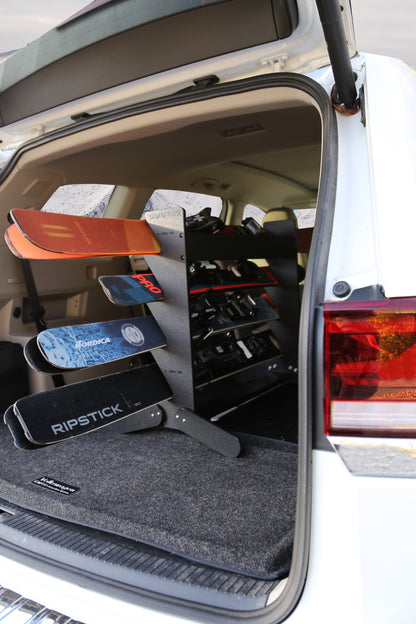 The TRAPSKI Tower with Security Strap | Internal Ski Mobile Rack | SUVs, Vans, Crossovers, Hatchbacks | Third Row SUVS