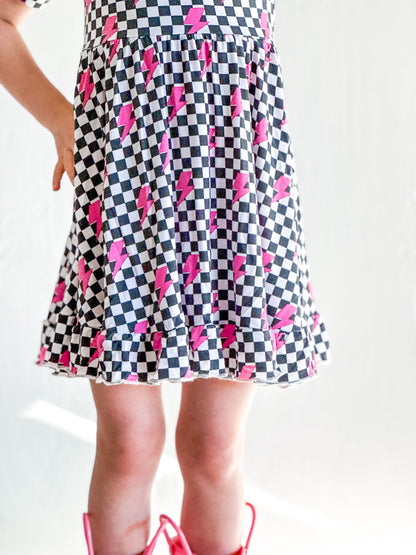 FIERCE CHECKZZZ DREAM RUFFLE DRESS