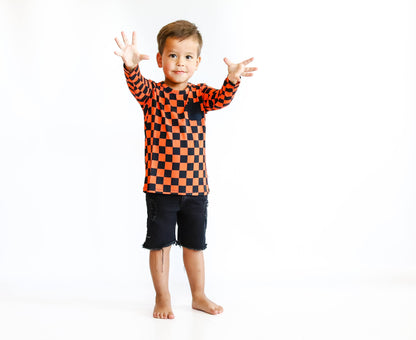 ORANGE CHECKERS DREAM POCKET TEE