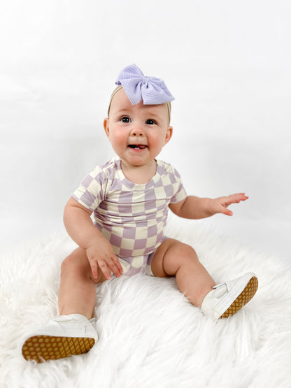 PERIWINKLE CHECKERS DREAM SHORT SET