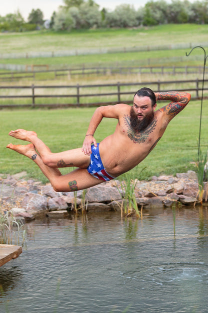 The Unsurpassed Summer Ass | American Flag Swim Brief