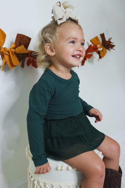 EVERGREEN RIB DREAM TUTU BODYSUIT DRESS