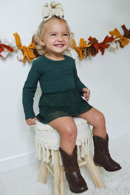 EVERGREEN RIB DREAM TUTU BODYSUIT DRESS