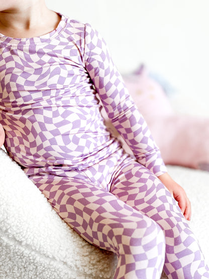 PLUM WAVY CHECKERS DREAM SET