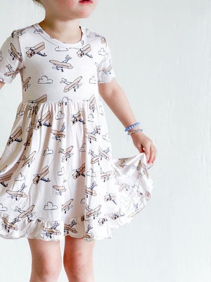 PLANE FUN DREAM RUFFLE DRESS