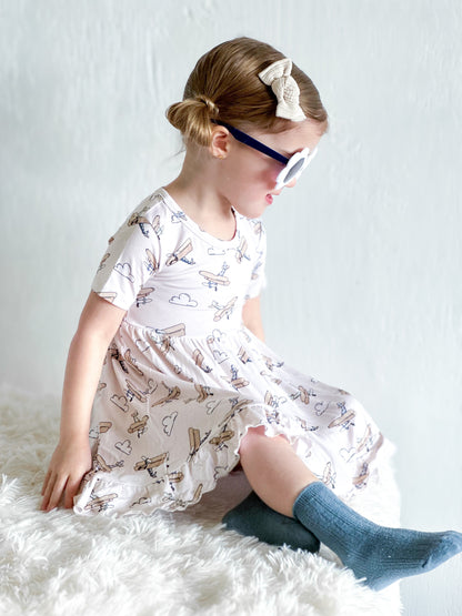 PLANE FUN DREAM RUFFLE DRESS