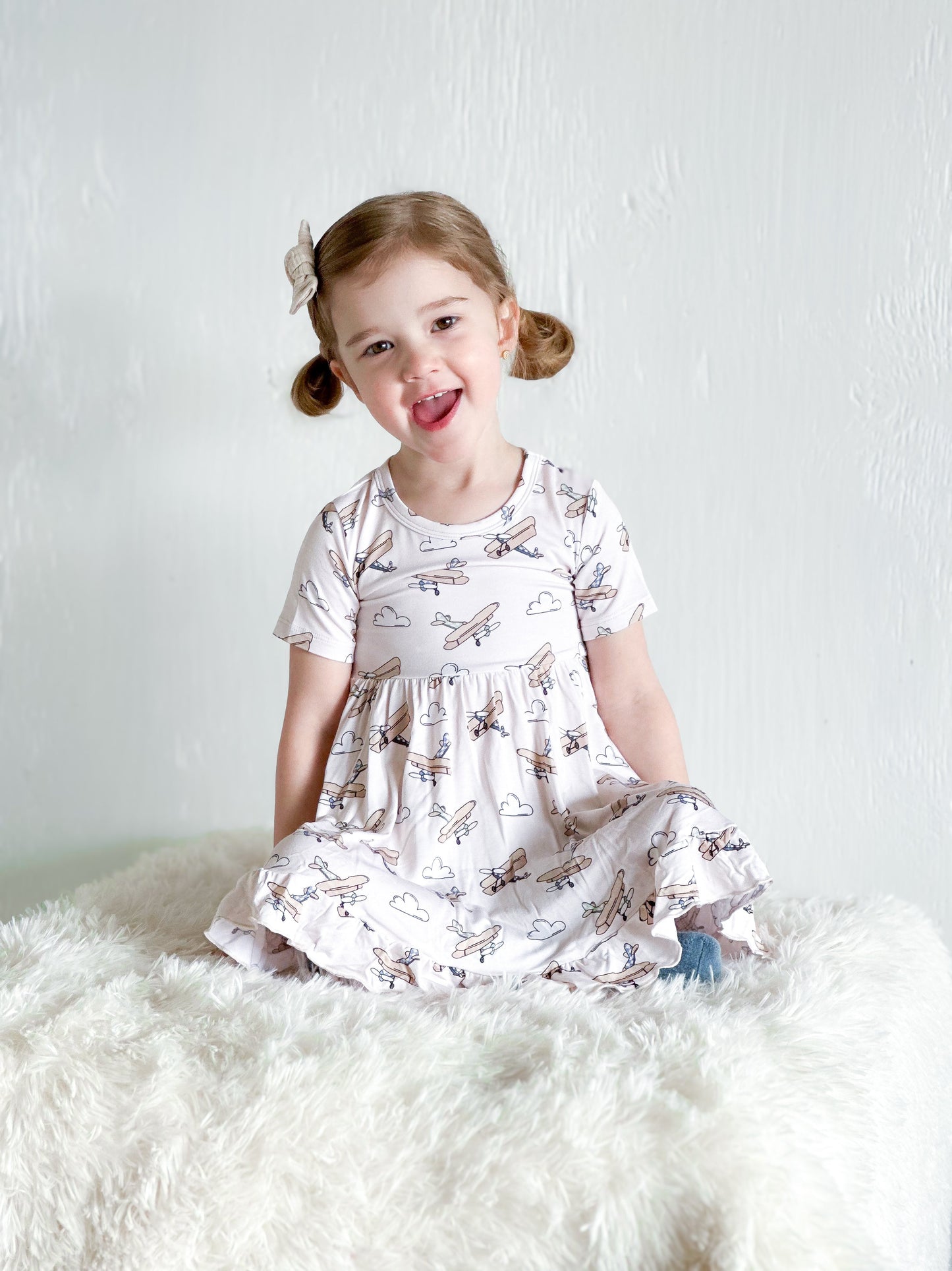 PLANE FUN DREAM RUFFLE DRESS