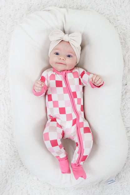 DREAMY PINK CHECKERS DREAM ROMPER