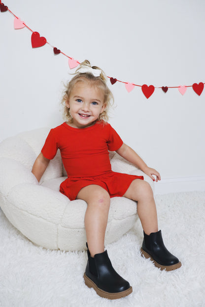 RED RIB DREAM BODYSUIT DRESS