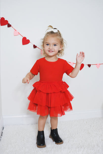 RED RIB DREAM TUTU DRESS