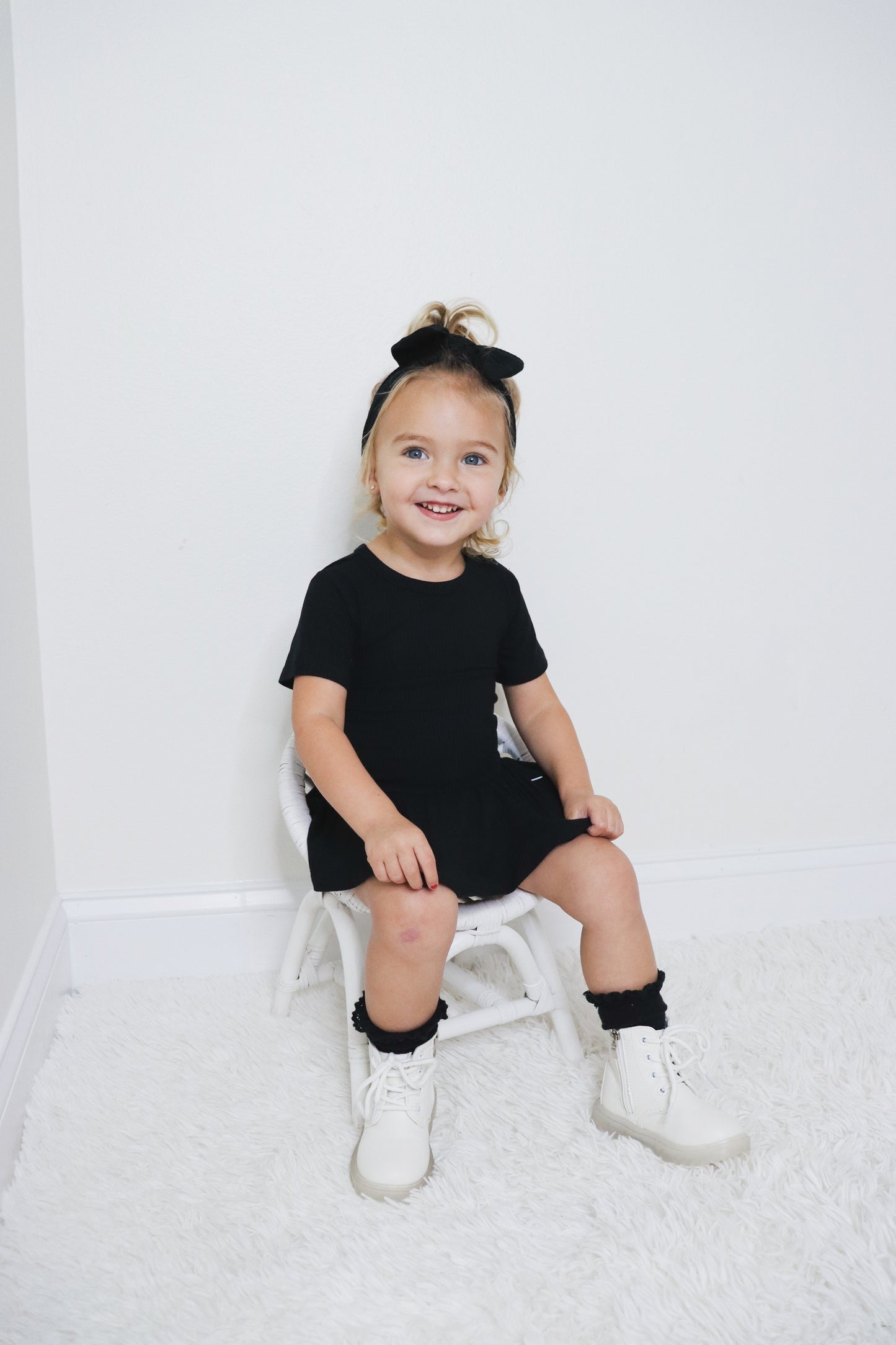 BLACK RIB DREAM BODYSUIT DRESS