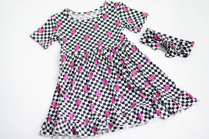 FIERCE CHECKZZZ DREAM RUFFLE DRESS