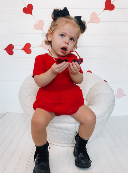 RED RIB DREAM TUTU BODYSUIT DRESS