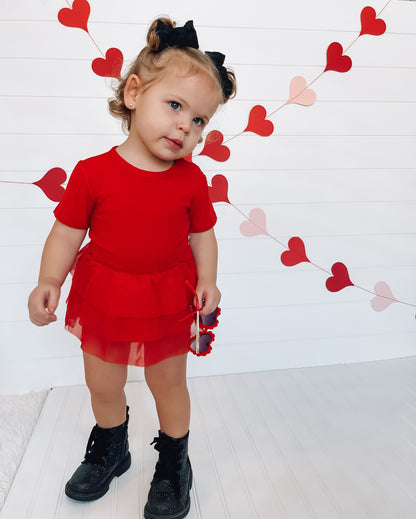 RED RIB DREAM TUTU BODYSUIT DRESS