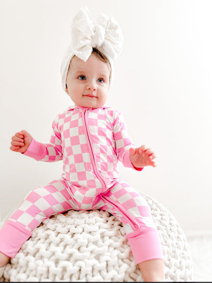 BUBBLEGUM CHECKERS DREAM ROMPER HOODIE