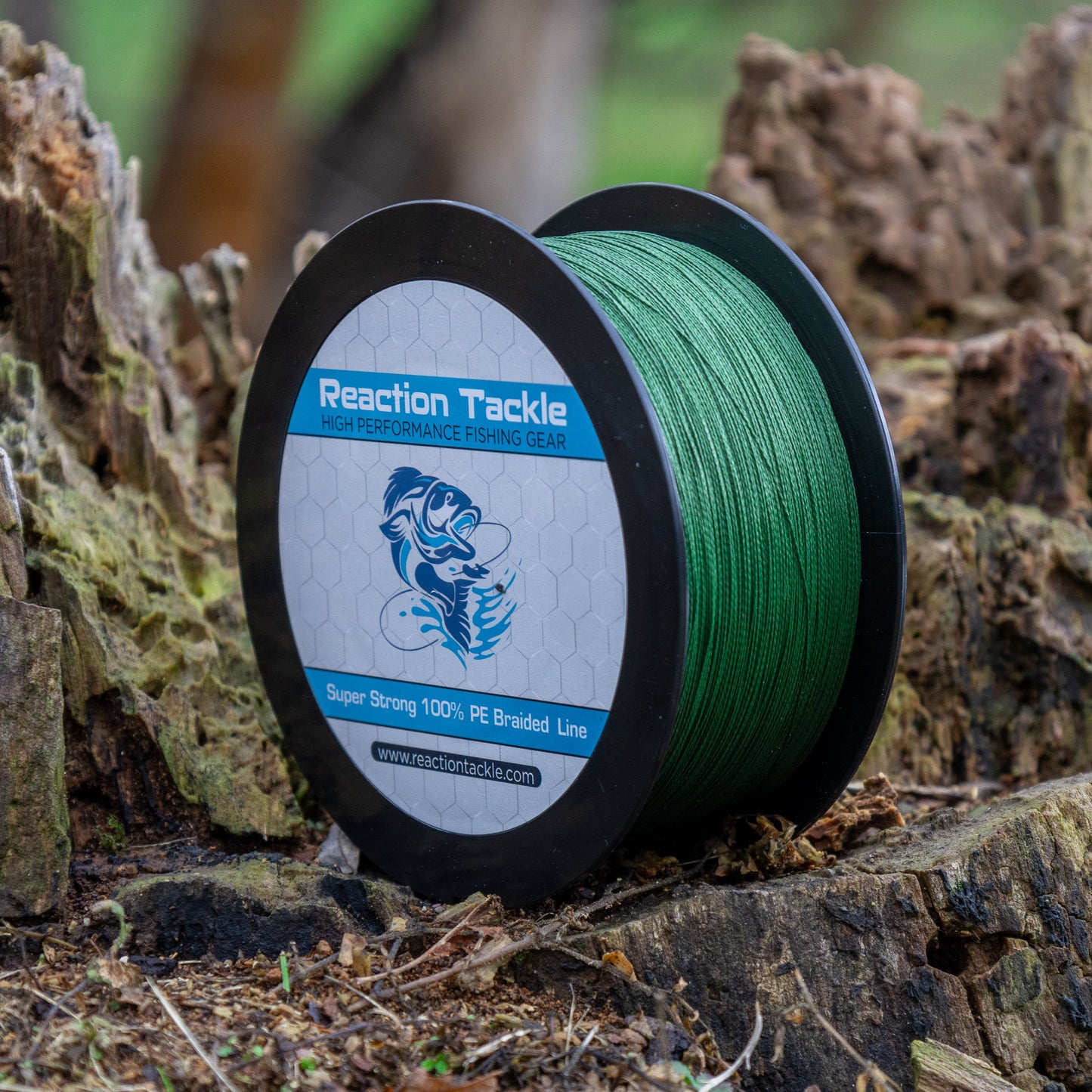 Reaction Tackle Braided Fishing Line - NO FADE Low-Vis Green