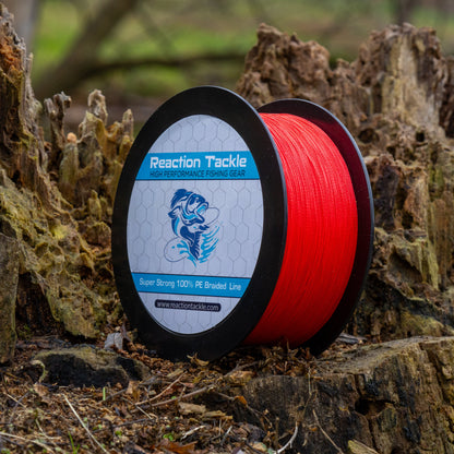 Reaction Tackle Braided Fishing Line - NO FADE Red