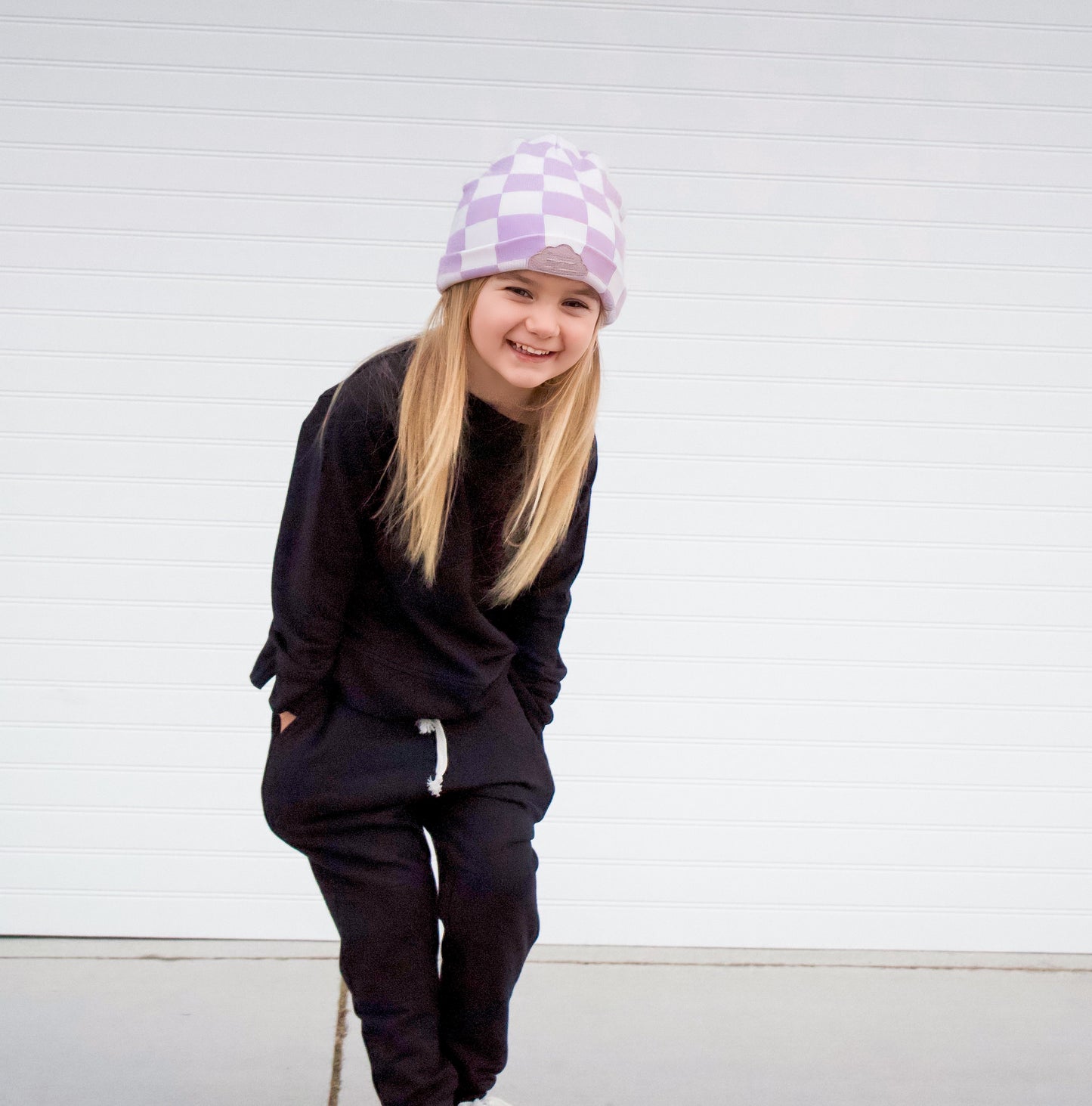 PERIWINKLE CHECKERS DREAM BEANIE