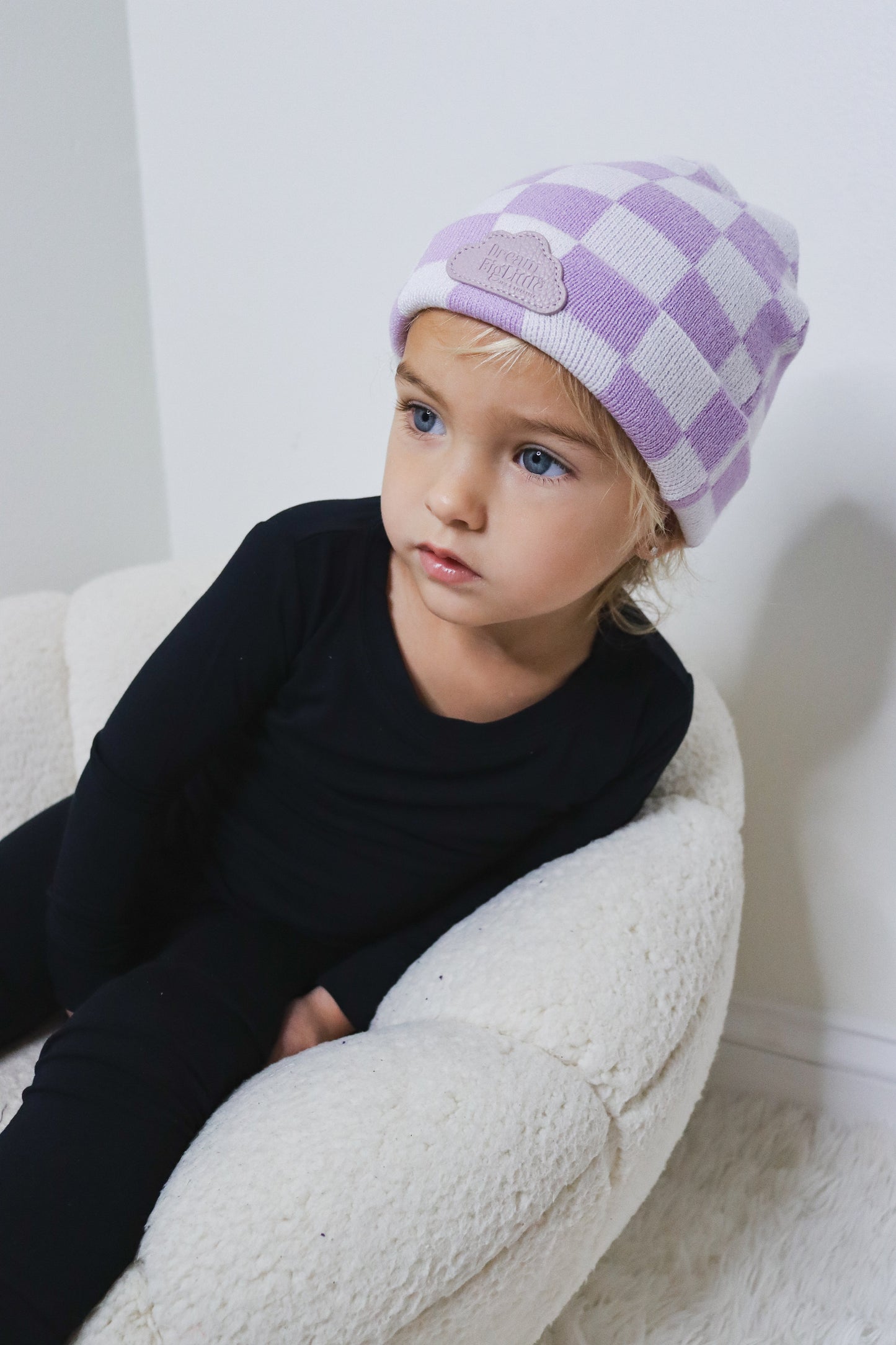 PERIWINKLE CHECKERS DREAM BEANIE