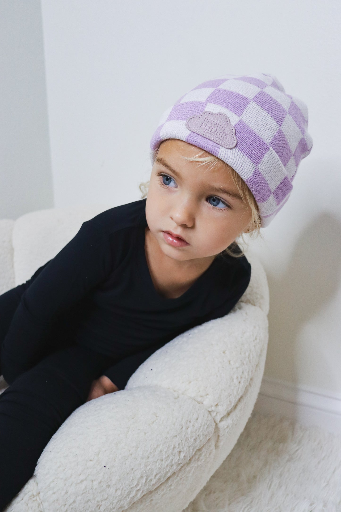 PERIWINKLE CHECKERS DREAM BEANIE