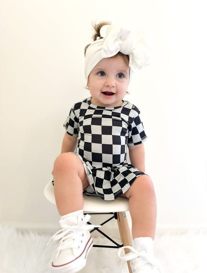 MIDNIGHT CHECKERS DREAM BODYSUIT DRESS