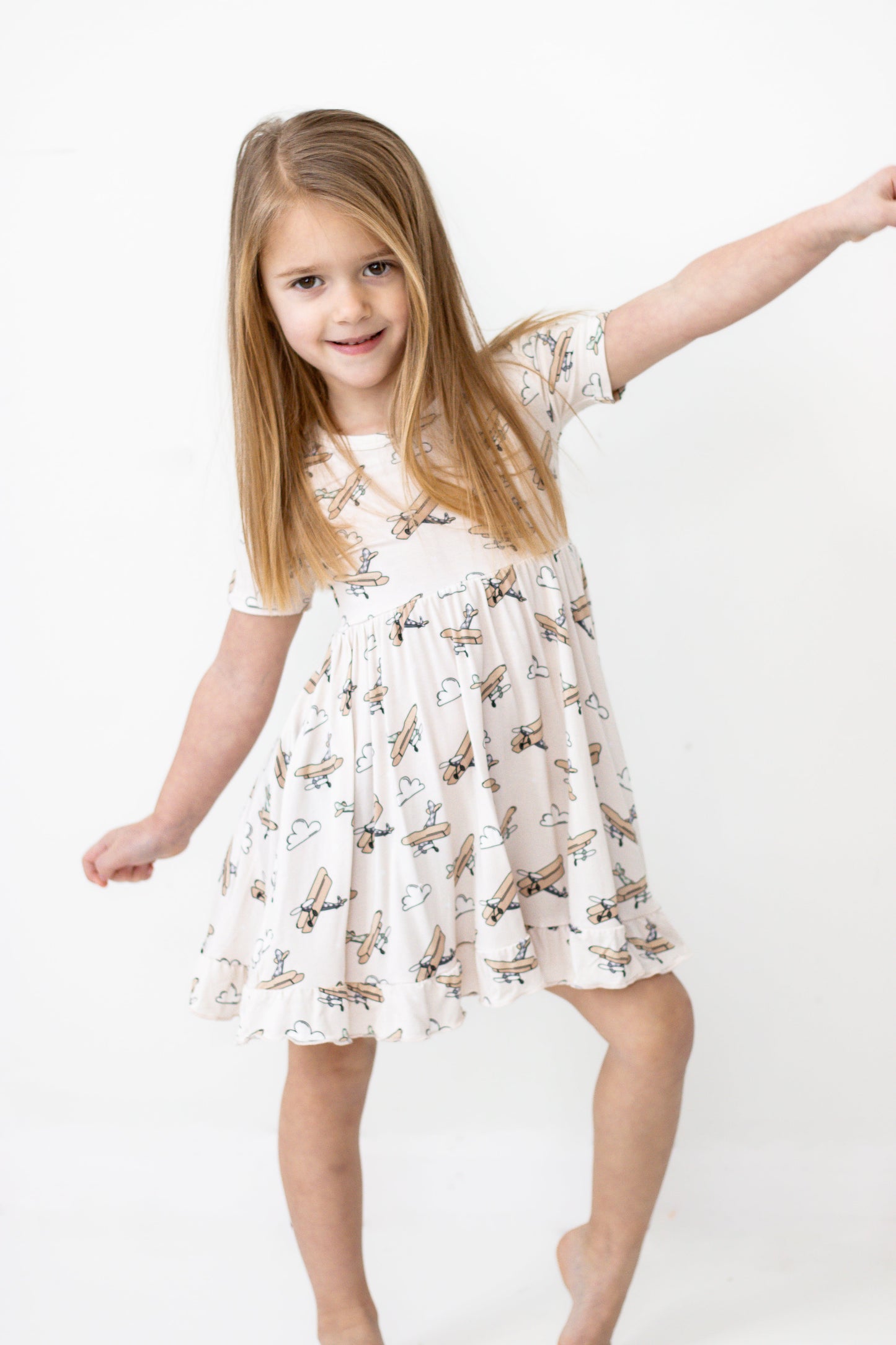 PLANE FUN DREAM RUFFLE DRESS