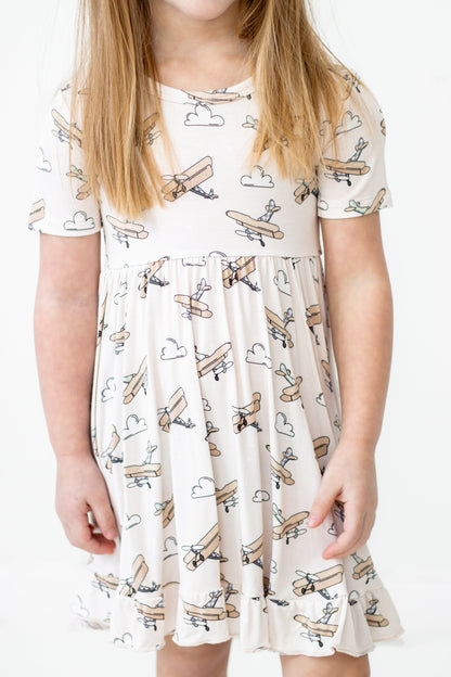 PLANE FUN DREAM RUFFLE DRESS