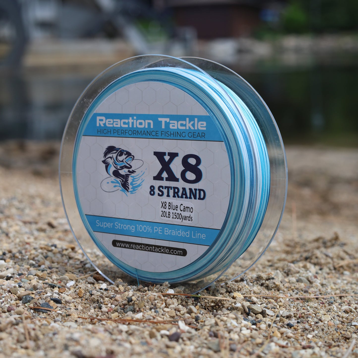 Reaction Tackle X8 Braided Fishing Line - Blue Camo 8 Strand