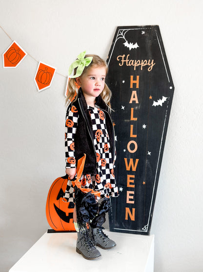 PUMPKIN CHECKMATE DREAM RUFFLE DRESS