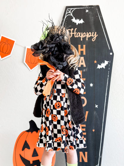 PUMPKIN CHECKMATE DREAM RUFFLE DRESS