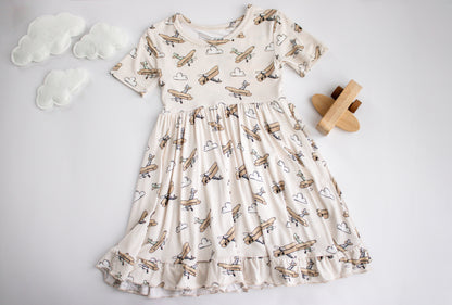 PLANE FUN DREAM RUFFLE DRESS