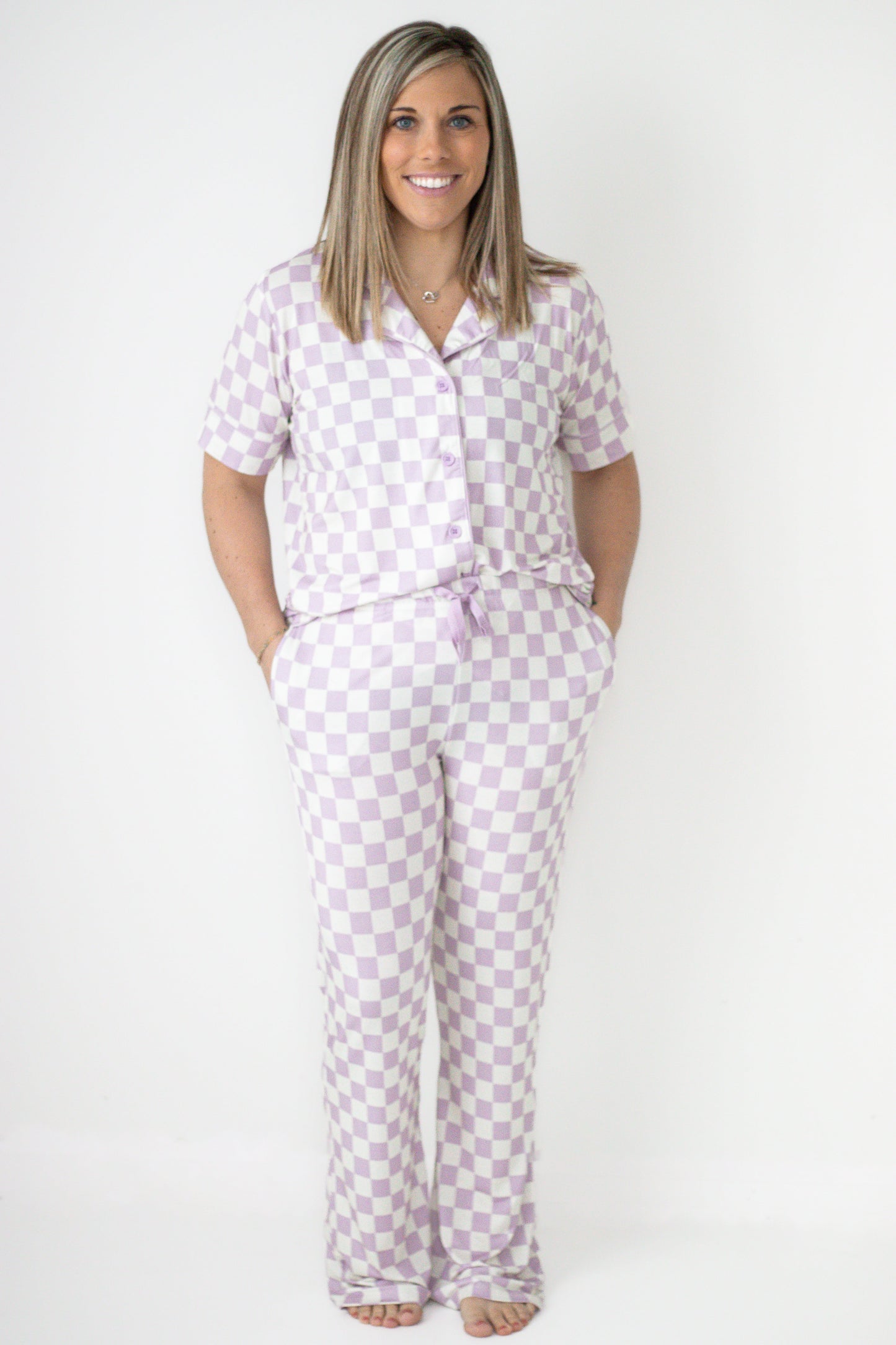 PERIWINKLE CHECKERS WOMEN'S RELAXED FLARE DREAM SET