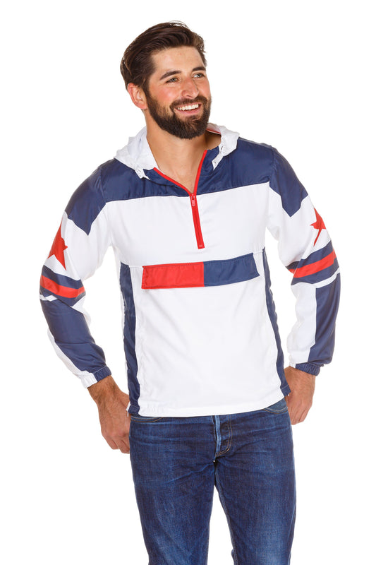 Break Some Wind | Red, White, & Blue Quarter Zip Windbreaker Jacket