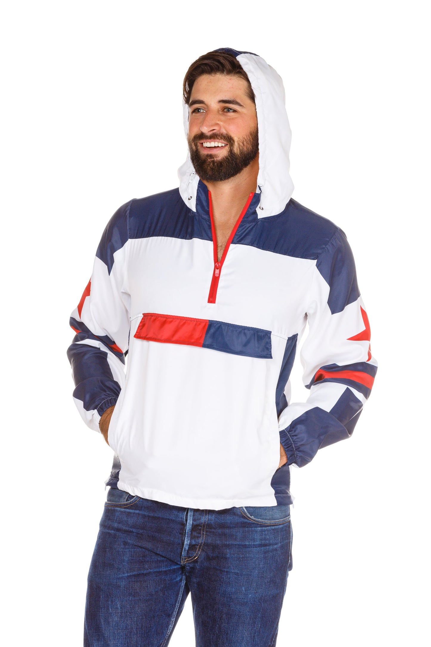 Break Some Wind | Red, White, & Blue Quarter Zip Windbreaker Jacket