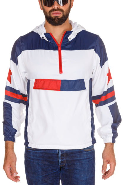 Break Some Wind | Red, White, & Blue Quarter Zip Windbreaker Jacket