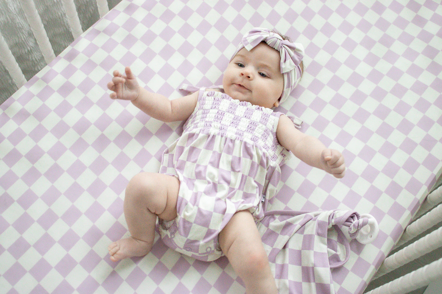 PERIWINKLE CHECKERS DREAM BUBBLE ROMPER