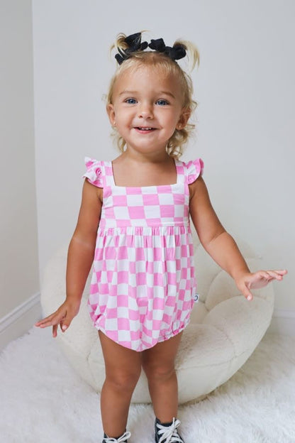 BUBBLEGUM CHECKERS DREAM BUBBLE ROMPER