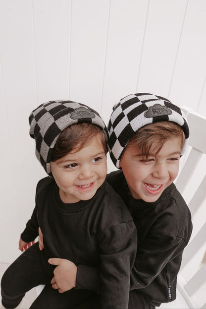 CHARCOAL CHECKERS DREAM BEANIE