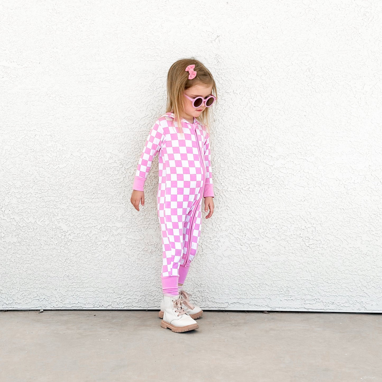 BUBBLEGUM CHECKERS DREAM ROMPER HOODIE