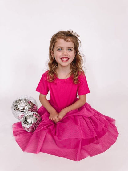 HOT PINK RIB DREAM TUTU DRESS